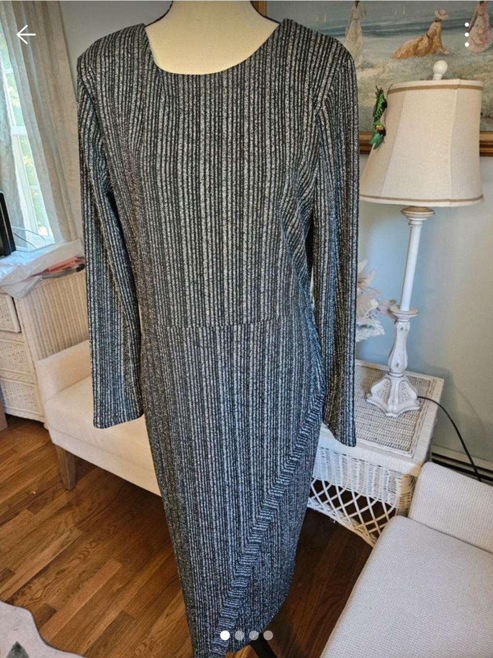 Patrons of Peace Black & Silver Ribbed Long Sleeve Knit Dress